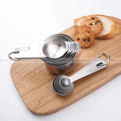 Stainless Steel Measuring Set: 16-Piece Precision Spoons and Cups Kit Stainless Steel Measuring Set: 16-Piece Precision Spoons and Cups Kit