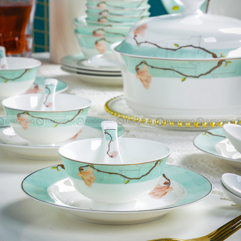 Bloom Flower & Tree Tableware Set Ceramic Dinnerware Set 48-Piece Bloom Flower & Tree Tableware Set Ceramic Dinnerware Set 48-Piece