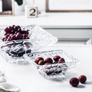 Engraved Crystal Glass Fruit Plate Square Fruit Bowl Fruit Bucket Engraved Crystal Glass Fruit Plate Square Fruit Bowl Fruit Bucket