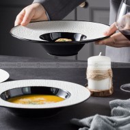 Mocaa Stone Series Black-white Dinnerware Ceramic Plate Shallow Plate Mocaa Stone Series Black-white Dinnerware Ceramic Plate Shallow Plate