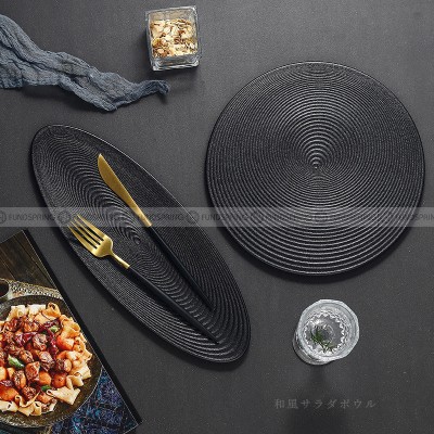 Black Frosted Ceramic Tableware Rectangular Oval/Round Flat Plate Black Frosted Ceramic Tableware Rectangular Oval/Round Flat Plate