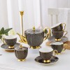 Gold Gilded Bone China Tea Set with Black Gold Infinite Grid Coffee Set Tea Set with Pot 15 Pcs Gold Gilded Bone China Tea Set with Black Gold Infinite Grid Coffee Set Tea Set with Pot 15 Pcs