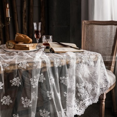 Kokham Tablecloth White Lace Embroidery Dining/Tea Table Cover Kokham Tablecloth White Lace Embroidery Dining/Tea Table Cover