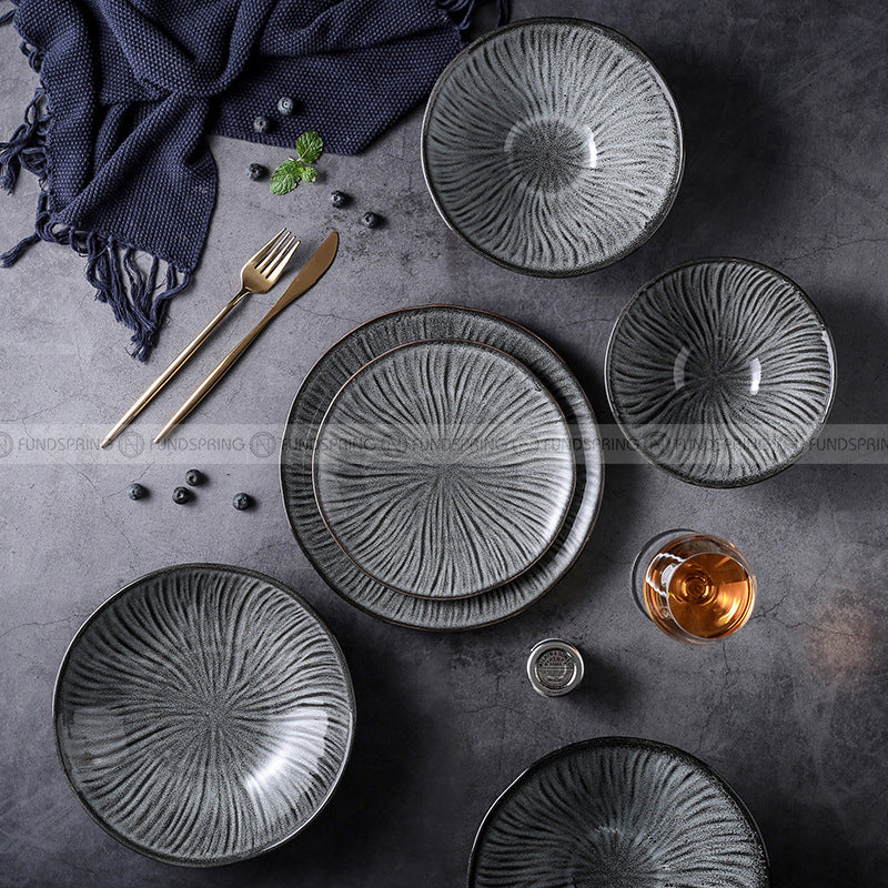 Glacier Tableware Ceramic Dinnerware Vintage Hat Bowls Grey Plates Glacier Tableware Ceramic Dinnerware Vintage Hat Bowls Grey Plates
