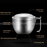 304 Stainless Steel Bowl With Lid Household Insulated Lunch Box 6" 304 Stainless Steel Bowl With Lid Household Insulated Lunch Box 6"