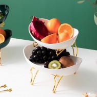 Elegant Ceramic Multi-layer Fruit and Dessert Plate for Afternoon Tea with Skewer Holder Elegant Ceramic Multi-layer Fruit and Dessert Plate for Afternoon Tea with Skewer Holder