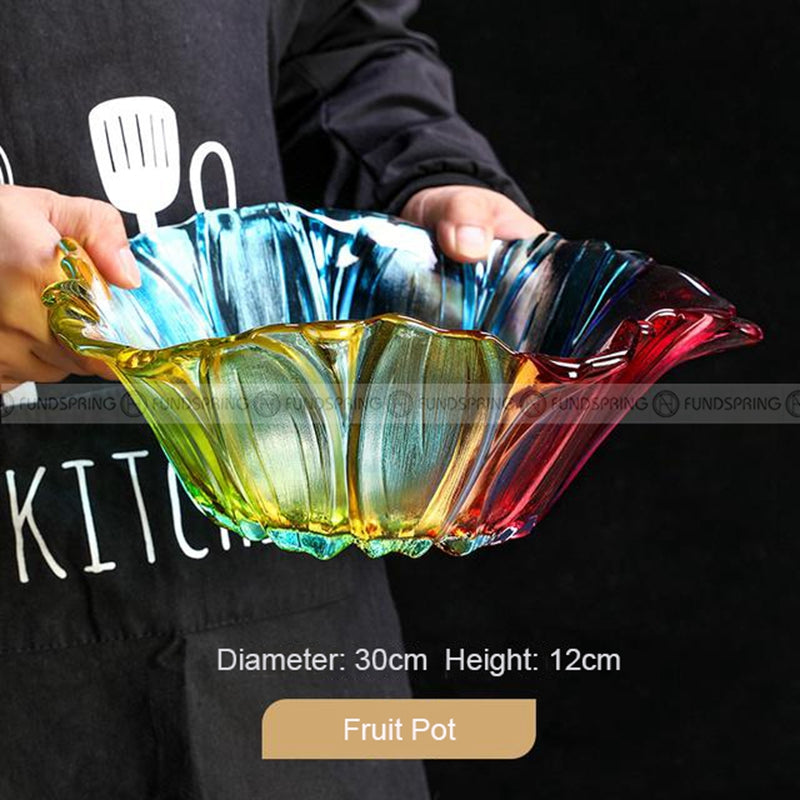 Glass Elegance: Modern Living Room Fruit Plate Large Size Petal Shape Plate Glass Elegance: Modern Living Room Fruit Plate Large Size Petal Shape Plate
