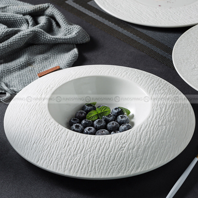 Mocaa Stone Series White Tableware Ceramic Dinnerware Shallow Plate Mocaa Stone Series White Tableware Ceramic Dinnerware Shallow Plate