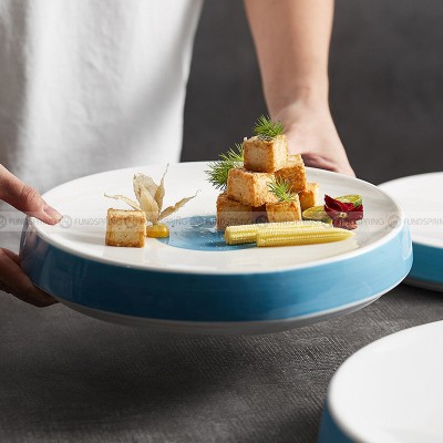 Ceremony Tableware Mood Hollow Platter Underglazed White-blue Thick Base Plate Ceremony Tableware Mood Hollow Platter Underglazed White-blue Thick Base Plate