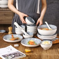 Symphony of Elegance: Vertical Pattern Underglaze Ceramic Dinnerware Set - 26 Pieces Symphony of Elegance: Vertical Pattern Underglaze Ceramic Dinnerware Set - 26 Pieces