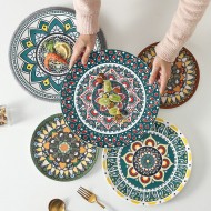 Ceramic Bohemian Dinnerware Set Creative Pattern Shallow Dinner Plate Ceramic Bohemian Dinnerware Set Creative Pattern Shallow Dinner Plate