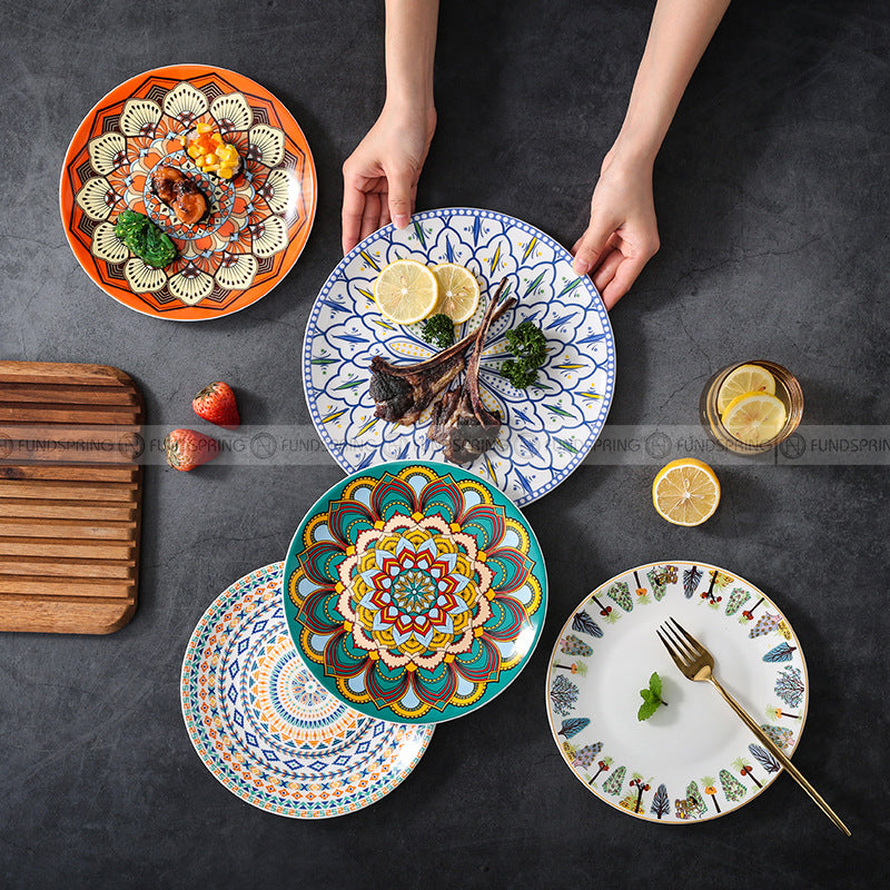 Porcelain Dinnerware Flowerish Hand-painted Plate Pattern Dinner Plate Porcelain Dinnerware Flowerish Hand-painted Plate Pattern Dinner Plate