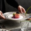 Nordic White-grey-gold Dinner Plate Weiss Series Ceramic Electroplating Shallow Plate Nordic White-grey-gold Dinner Plate Weiss Series Ceramic Electroplating Shallow Plate