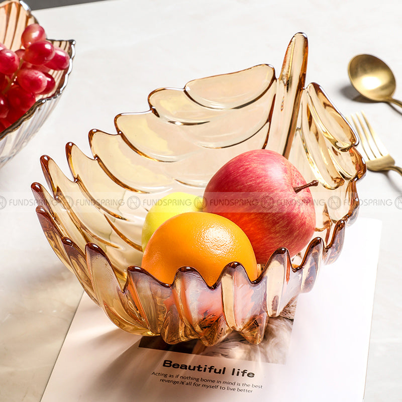 Large Size Fruit Punch Bowl Glass Serving Bowl Creative Feather Design Fruit Pot Large Size Fruit Punch Bowl Glass Serving Bowl Creative Feather Design Fruit Pot