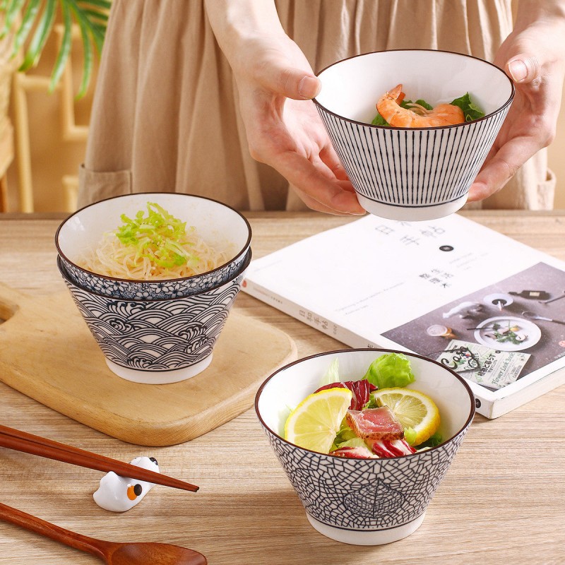 Sophisticated Japanese Elegance Ceramic Hat-Shaped Dinner Bowls - 5 inches Sophisticated Japanese Elegance Ceramic Hat-Shaped Dinner Bowls - 5 inches