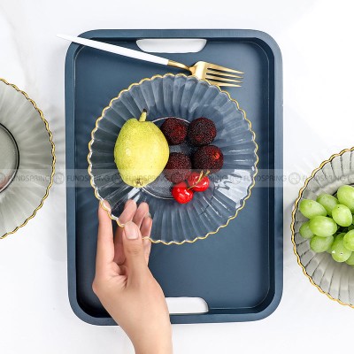 Nordic Elegance Crystal Glass Golden-rim Fruit Bowl and Salad Plate Nordic Elegance Crystal Glass Golden-rim Fruit Bowl and Salad Plate