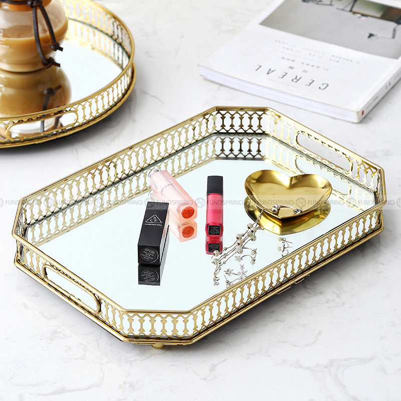 Cosmetics Storage Rack Decorative Metal Mirror Jewelry Display Tray Cosmetics Storage Rack Decorative Metal Mirror Jewelry Display Tray