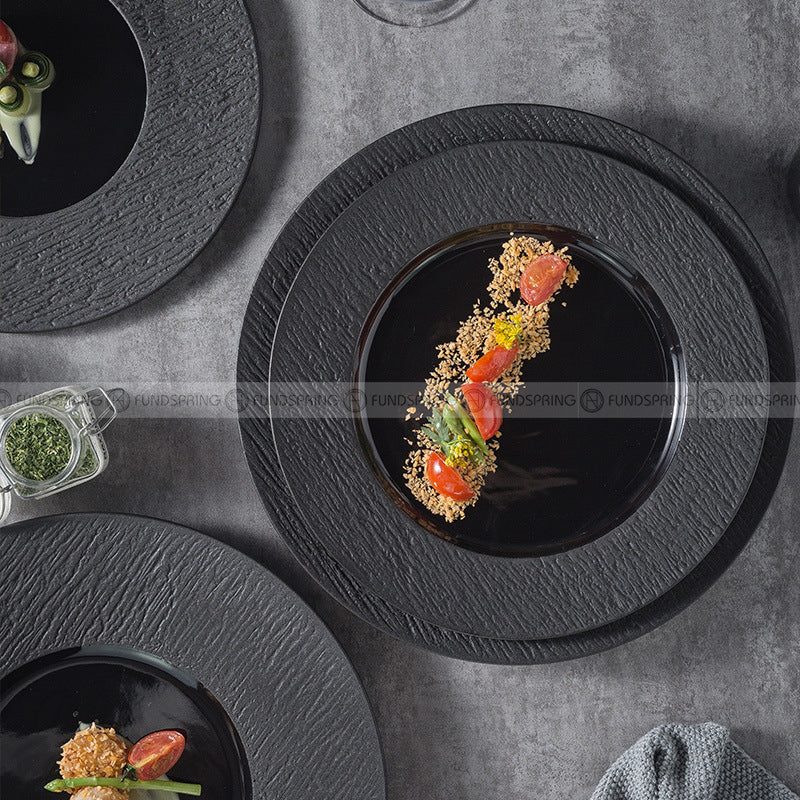 Mocaa Stone Series Black Dinner Plates Ceramic Dinnerware Plates Mocaa Stone Series Black Dinner Plates Ceramic Dinnerware Plates