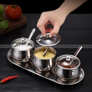 304 Stainless Steel Seasoning Jar Set Kitchen Seasoning Box Set of 3 304 Stainless Steel Seasoning Jar Set Kitchen Seasoning Box Set of 3