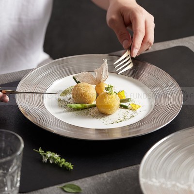 Designer Tableware Collection Weiss Series Sliver/White Dinner Plate Designer Tableware Collection Weiss Series Sliver/White Dinner Plate