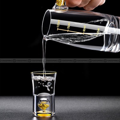 Liquor Dispenser With Gold Foil Handle Glass Dispenser With Scale Liquor Dispenser With Gold Foil Handle Glass Dispenser With Scale