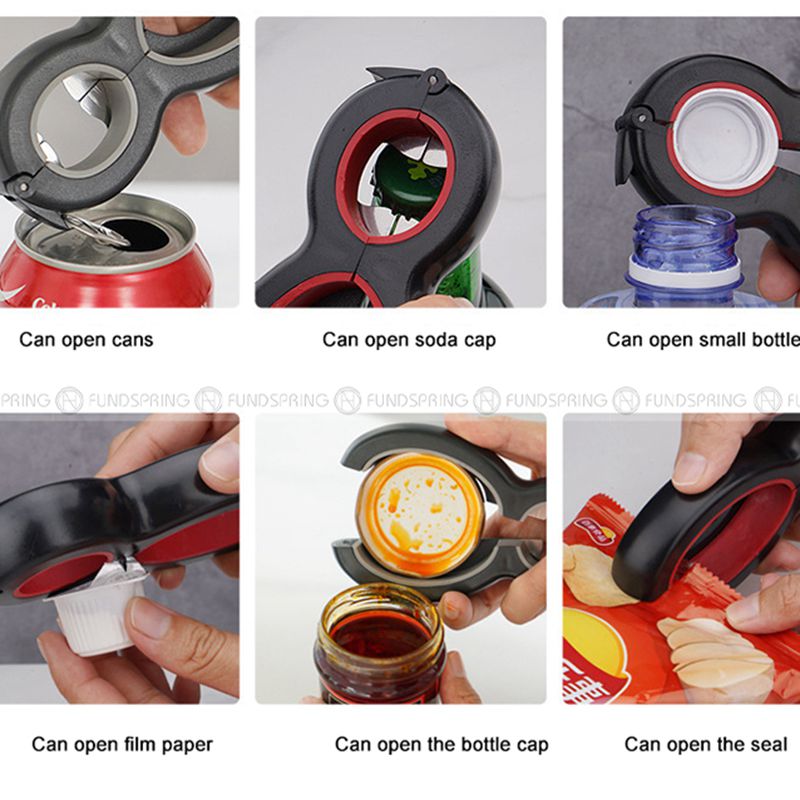 Versatile 6-in-1 Can and Bottle Opener Combo: Creative Multifunctional Tool Versatile 6-in-1 Can and Bottle Opener Combo: Creative Multifunctional Tool