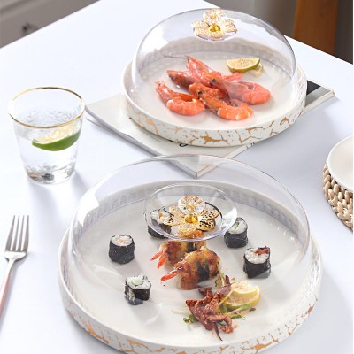 Stylish Afternoon Tea Ceramic Cake Pan with Lid: Elegant Snack and Fruit Plate Stand Stylish Afternoon Tea Ceramic Cake Pan with Lid: Elegant Snack and Fruit Plate Stand