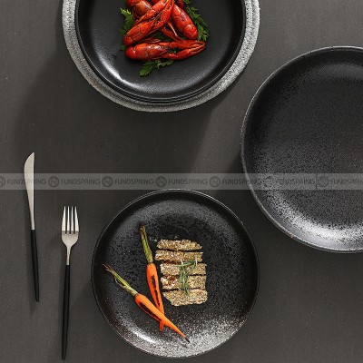 Ceramic Round Serving Bowl Wide Shallow Bowl Black Matte Bowl Ceramic Round Serving Bowl Wide Shallow Bowl Black Matte Bowl