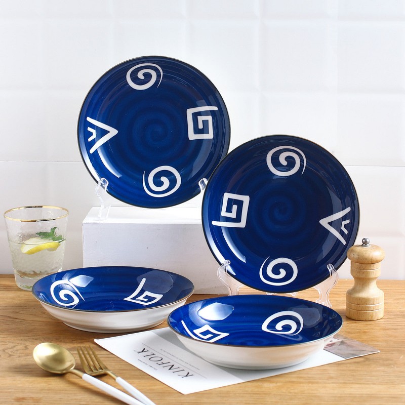 Harmony in Simplicity: Set of 4 Japanese Ceramic Deep Plates (7'' and 8'') - Timeless Elegance for Every Meal Harmony in Simplicity: Set of 4 Japanese Ceramic Deep Plates (7'' and 8'') - Timeless Elegance for Every Meal
