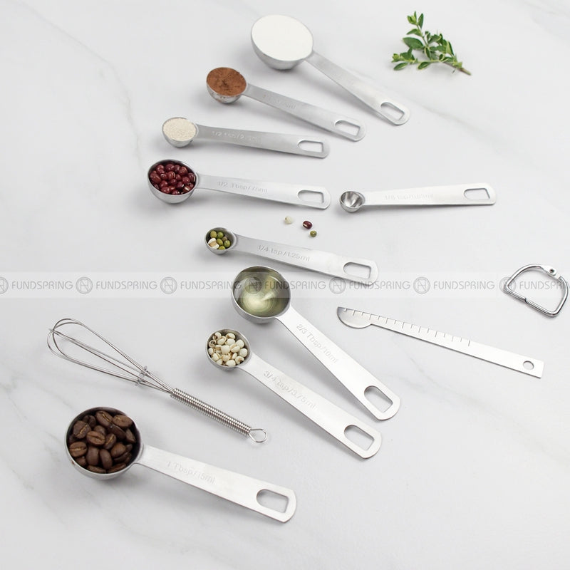 Stainless Steel Baking Scale Measuring Spoon Set Calipers Stir Bar