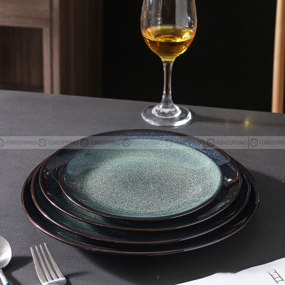 Kiln Glazed Ceramic Tableware Flat Plate Shallow Plate Dinner Plate Kiln Glazed Ceramic Tableware Flat Plate Shallow Plate Dinner Plate