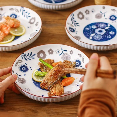 Japanese Vertical Pattern Ceramic Dinnerware Collection - Set of 18 Pieces Japanese Vertical Pattern Ceramic Dinnerware Collection - Set of 18 Pieces