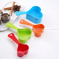 Food Grade Colored Plastic Measuring Spoon Heart-shaped Spoons 4 Pcs Food Grade Colored Plastic Measuring Spoon Heart-shaped Spoons 4 Pcs