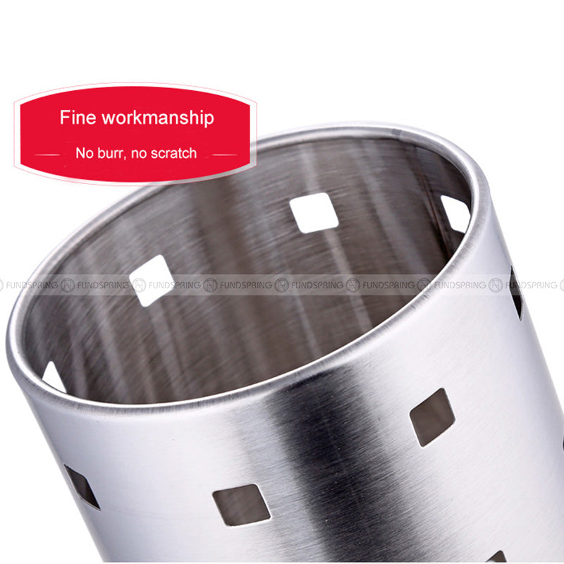 Stainless Steel Draining Cutlery Holder Round Flatware Storage Stand Stainless Steel Draining Cutlery Holder Round Flatware Storage Stand