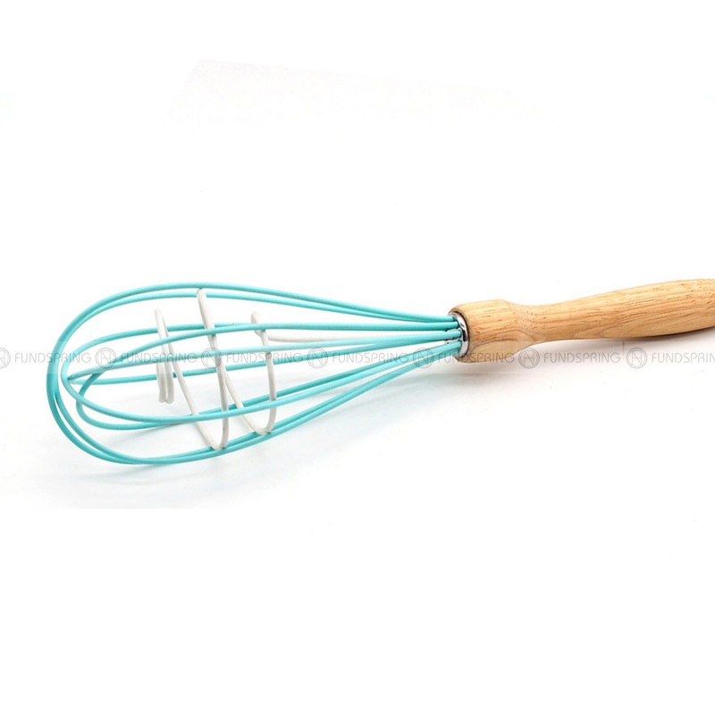 Wooden Handle Silicone Egg Whisk – Hand Blender Coil Milk Frother Wooden Handle Silicone Egg Whisk – Hand Blender Coil Milk Frother