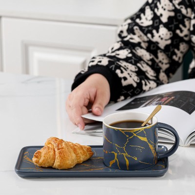 Contemporary Minimalist Marbled Coffee Cup for Stylish Afternoon Tea Snacking Contemporary Minimalist Marbled Coffee Cup for Stylish Afternoon Tea Snacking