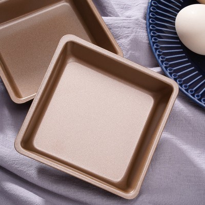 Golden Nonstick 4-Inch Square Baking Pan Bread Mold - Set of 2 Cake Plates Golden Nonstick 4-Inch Square Baking Pan Bread Mold - Set of 2 Cake Plates