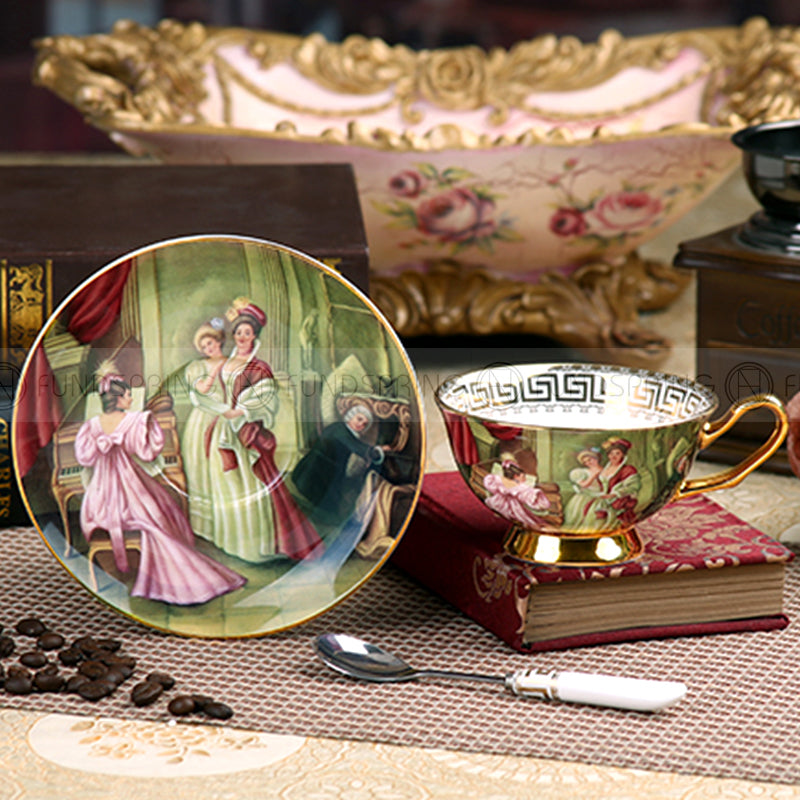 European Elegance: Bone China Coffee Cup with Ceramic Saucer European Elegance: Bone China Coffee Cup with Ceramic Saucer