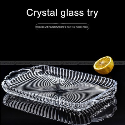 Rectangular Vertical Striped Glass Fruit Tray Multiple Functions Plate Rectangular Vertical Striped Glass Fruit Tray Multiple Functions Plate
