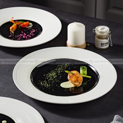 Weiss Dinnerware Collection Designer White/Black Dinner Plate Weiss Dinnerware Collection Designer White/Black Dinner Plate