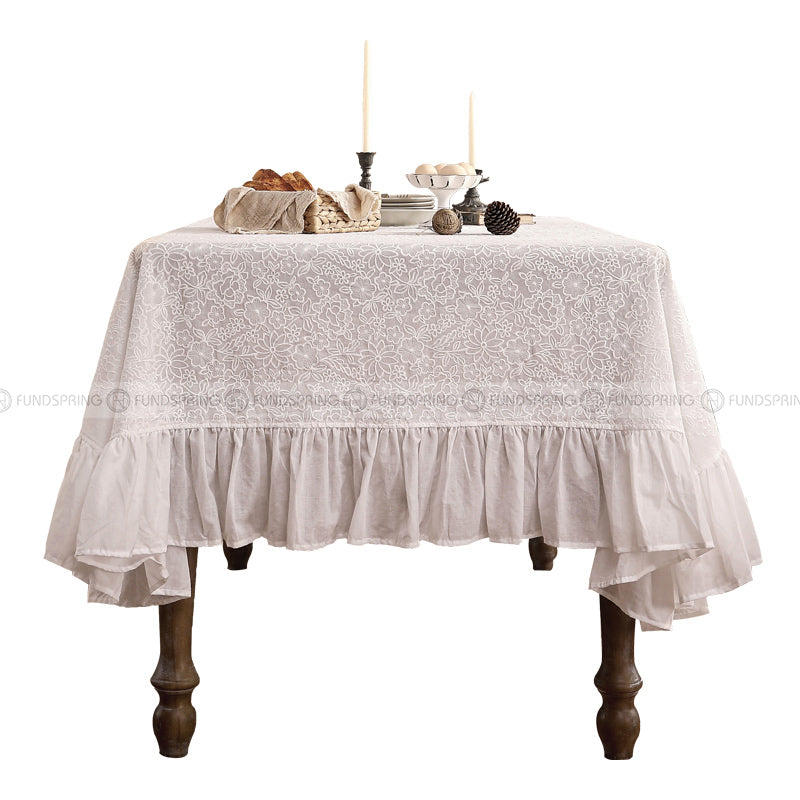 Lucerne Tablecloth Light Luxury Desk Cover White Lace Dining Table Cloth Lucerne Tablecloth Light Luxury Desk Cover White Lace Dining Table Cloth