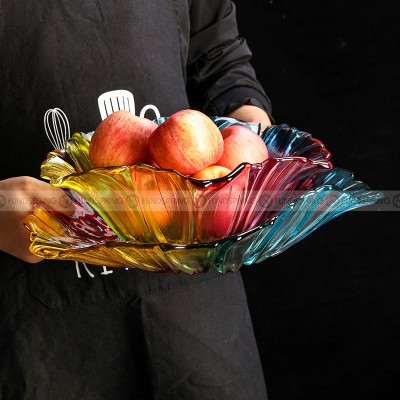 Glass Elegance: Modern Living Room Fruit Plate Large Size Petal Shape Plate Glass Elegance: Modern Living Room Fruit Plate Large Size Petal Shape Plate