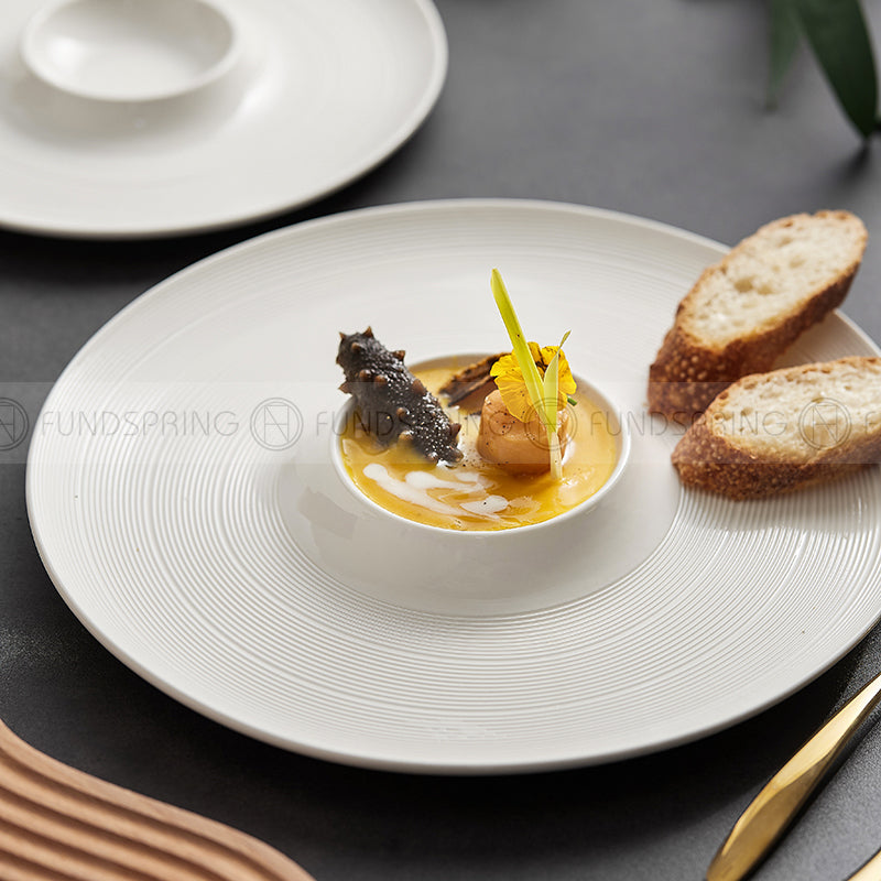 Weiss Series Dinnerware Collection White Volcano Plate Ceramic Disc Weiss Series Dinnerware Collection White Volcano Plate Ceramic Disc