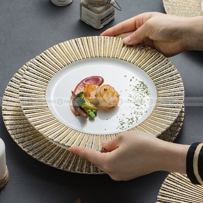 Carll Solar Series Dinnerware Collection Hotel Dishes Golden/White Dinner Plate Carll Solar Series Dinnerware Collection Hotel Dishes Golden/White Dinner Plate