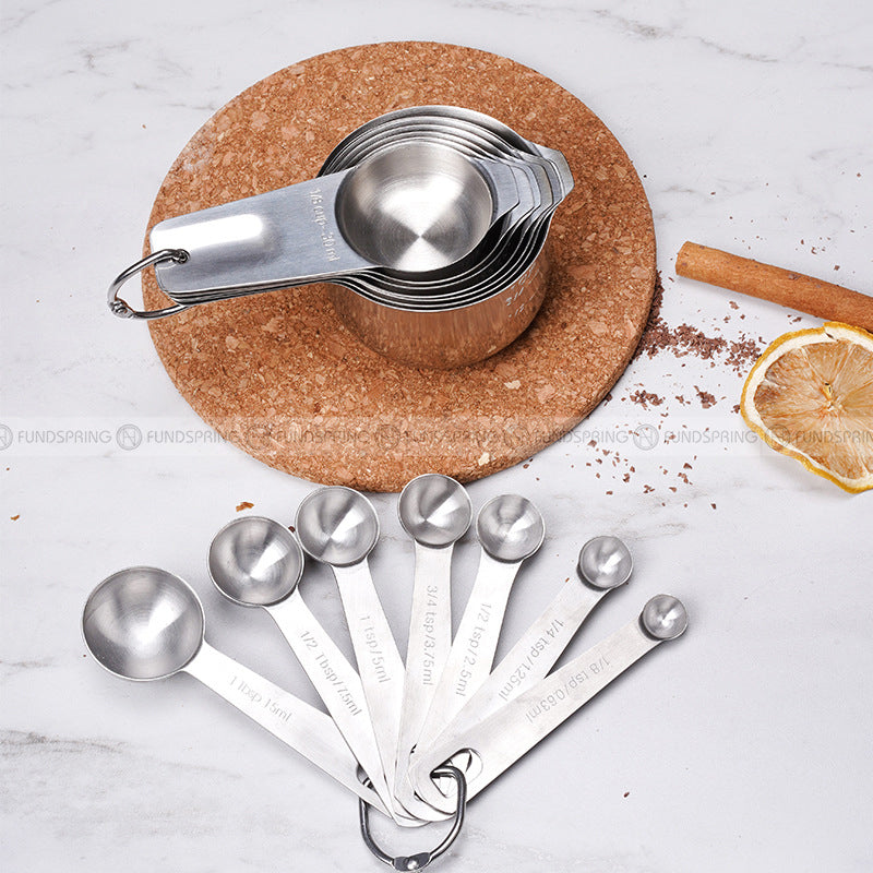 Precision Measuring Set: 14-Piece Stainless Steel Spoons and Cups Ensemble Precision Measuring Set: 14-Piece Stainless Steel Spoons and Cups Ensemble