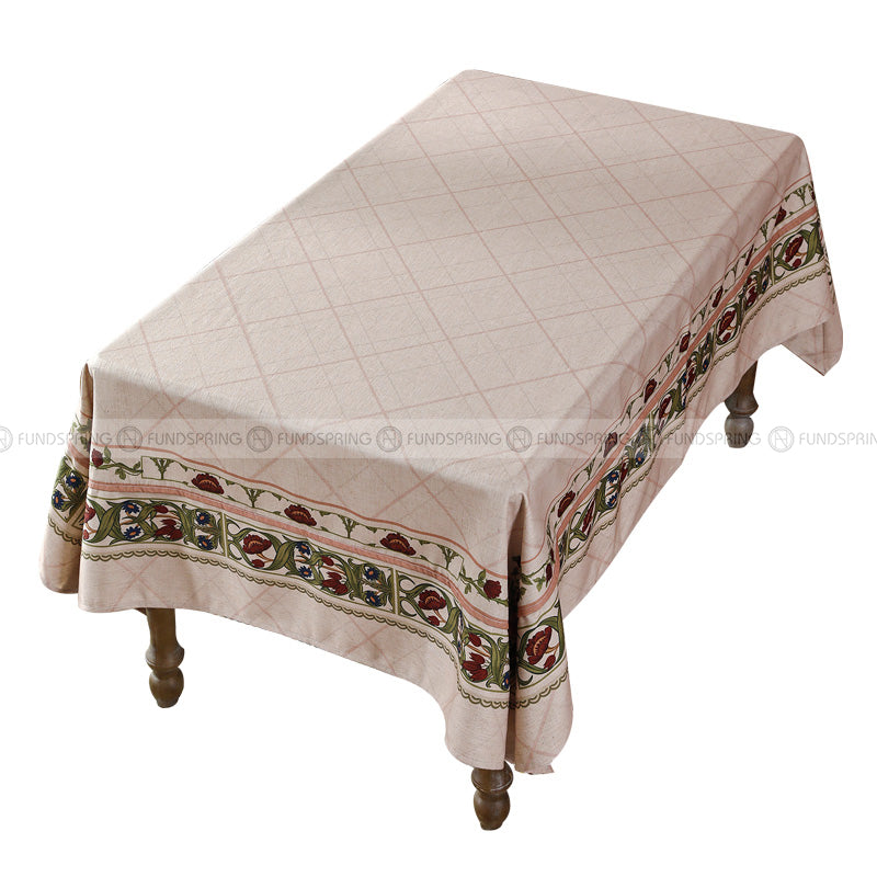 Kashaa Tablecloth Waterproof Dining Table Cover Cotton Linen Fabric Kahki Kashaa Tablecloth Waterproof Dining Table Cover Cotton Linen Fabric Kahki