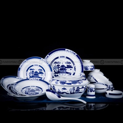 Pavilion Sycamore Tableware Blue And White Ceramic Dinnerware 46 Pcs Pavilion Sycamore Tableware Blue And White Ceramic Dinnerware 46 Pcs