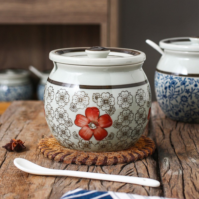 Flavorful Harmony Ceramic Seasoning Jars - Set of 2 (600ml each) with Lids and Spoons Flavorful Harmony Ceramic Seasoning Jars - Set of 2 (600ml each) with Lids and Spoons