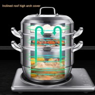 304 Stainless Steel Large Soup Pot 3-layer Big Capacity Steamer 304 Stainless Steel Large Soup Pot 3-layer Big Capacity Steamer