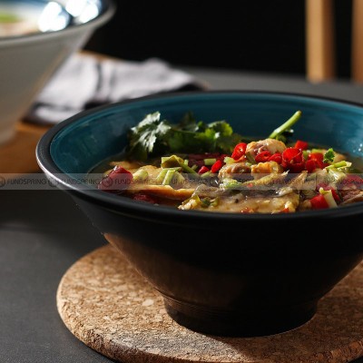 Ceramic Dinnerware Blue Trumpet Bowl Wide Mouth Bamboo Hat Bowl Ceramic Dinnerware Blue Trumpet Bowl Wide Mouth Bamboo Hat Bowl